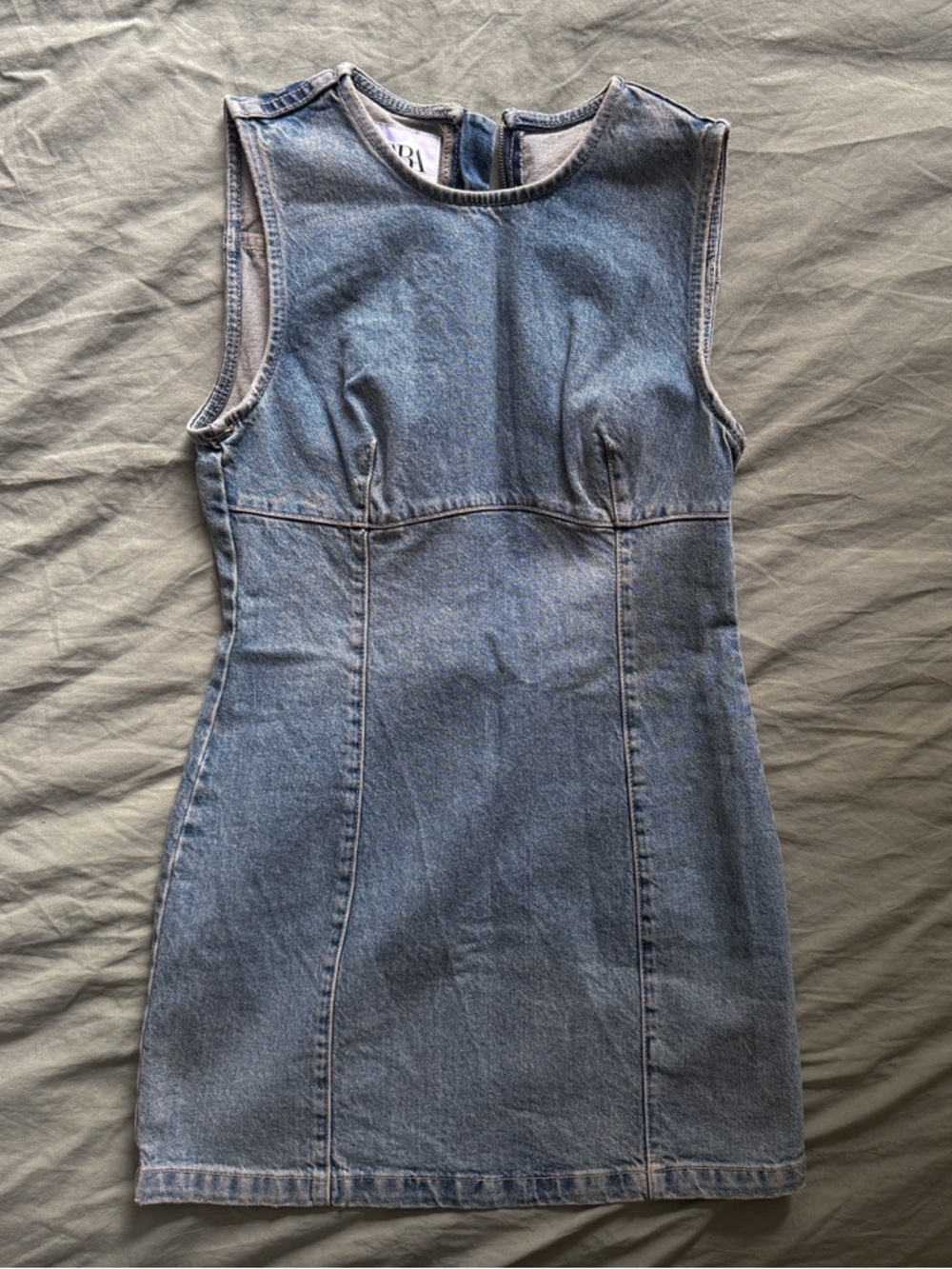 Zara Light Blue Denim Mini Dress - BROKEN ZIPPER